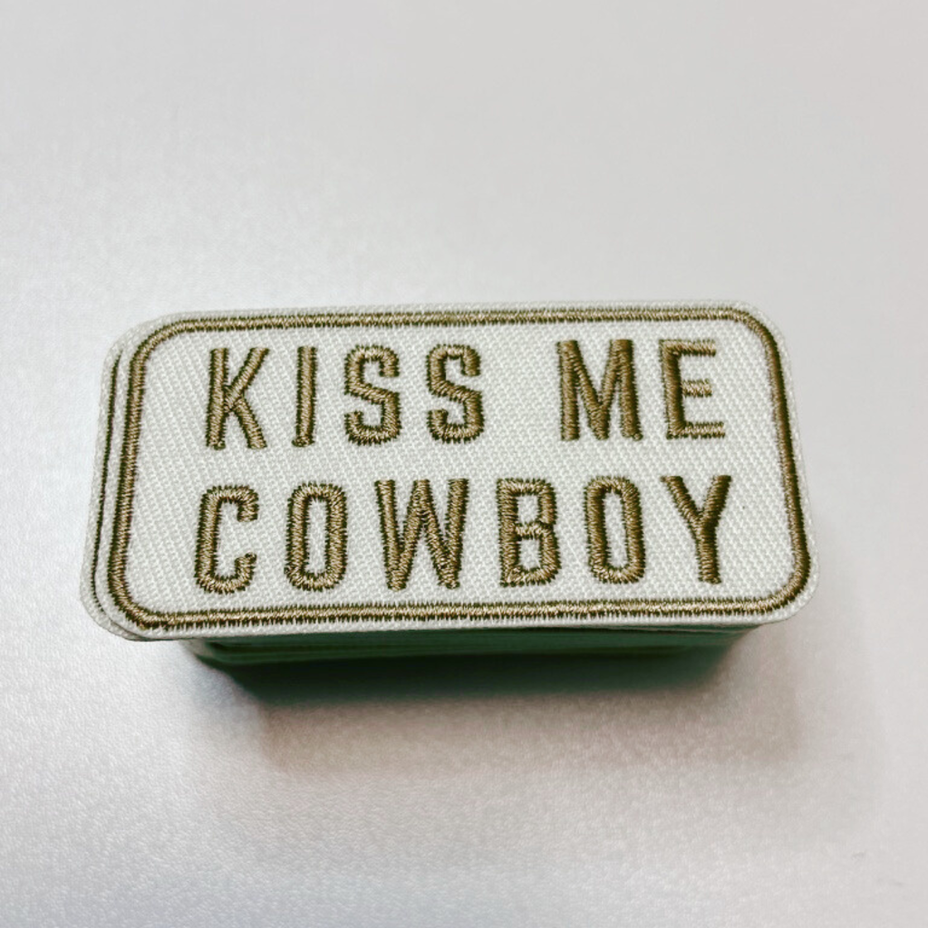 TEELUX - 2.5" Kiss Me Cowboy -  Embroidered Hat Patch