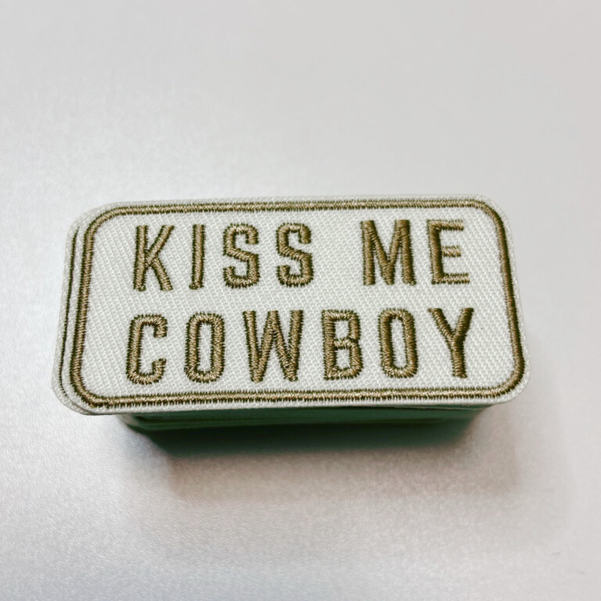 TEELUX - 2.5" Kiss Me Cowboy -  Embroidered Hat Patch
