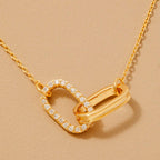 Anarchy Street - Gold Dipped Cz Pave Oval Link Pendant Necklace