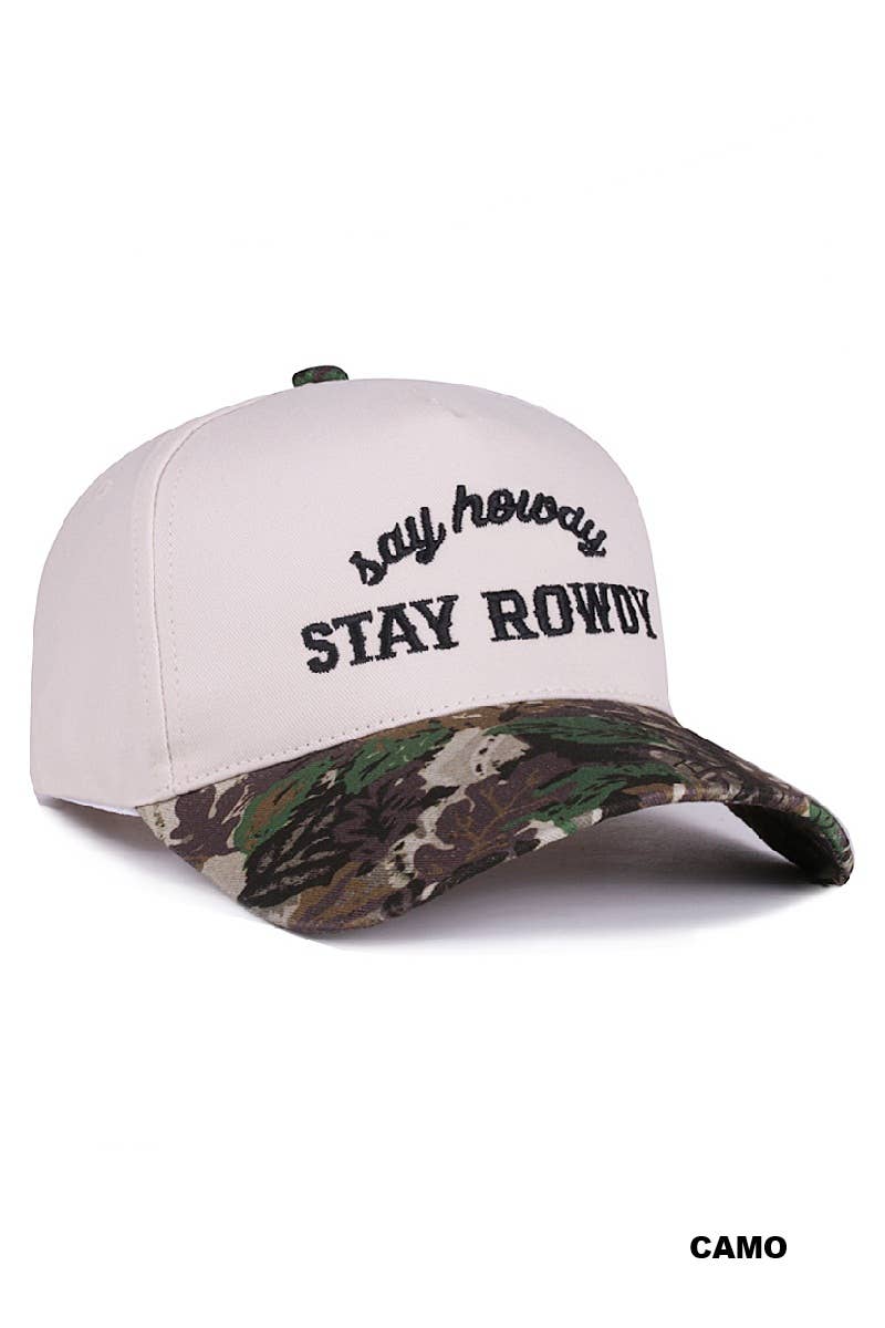 42POPS - 1028 Say Howdy Stay Rowdy Two Tone Canvas Cotton Cap SI-28991