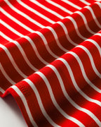 Serena Stripe Ribbed Round Neck Trim Loose Tank Top - Red