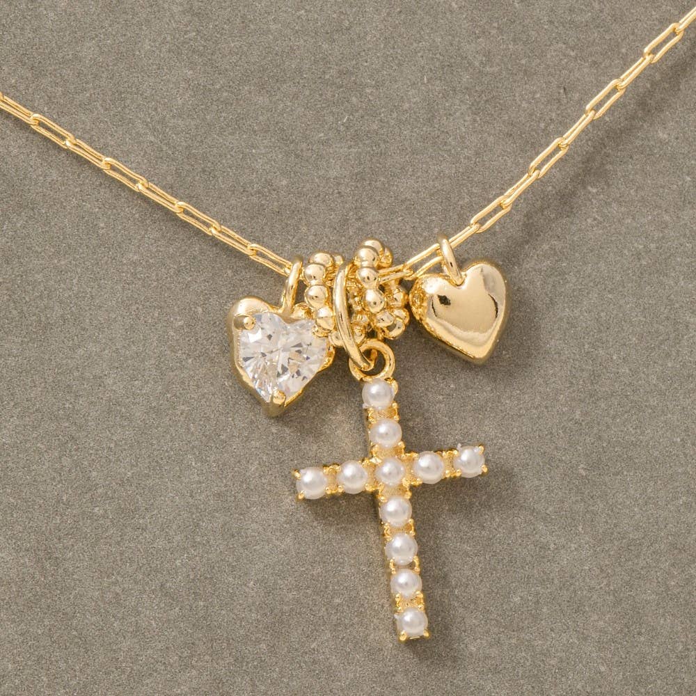 Anarchy Street - Heart And Cross Charms Chain Necklace
