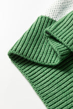 V Neck Checkered Sweater - Green
