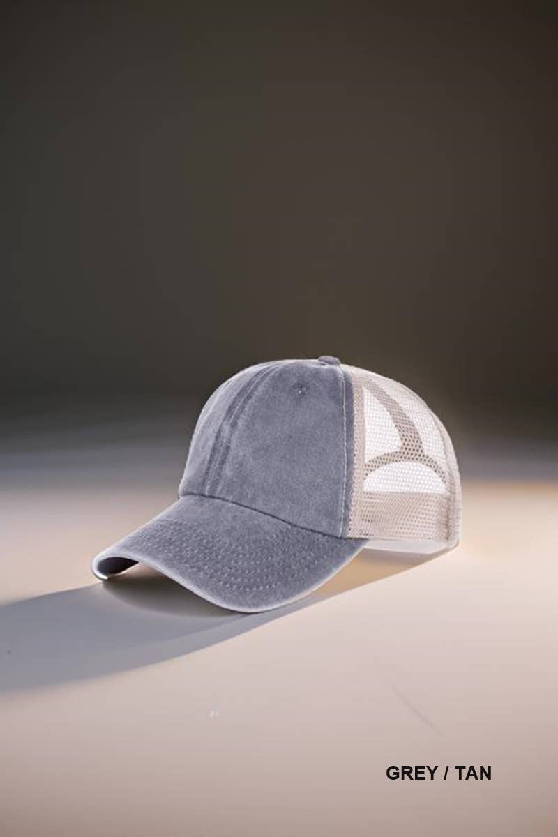 42POPS - SI-26424 Vintage Washed Cotton Mesh Cap Hat
