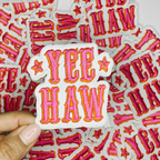 TEELUX - 3" Yee Haw in PINK  -  Embroidered Hat Patch