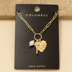 Anarchy Street - Gold Dipped Cz Pave Cross Pearl And Heart Charms Chain