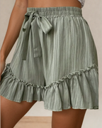 Dahlia Tie Waist Ruffle Hem Shorts