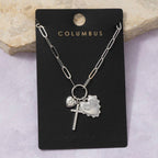 Anarchy Street - Multi-Charm Heart & Cross Paperclip Chain Necklace