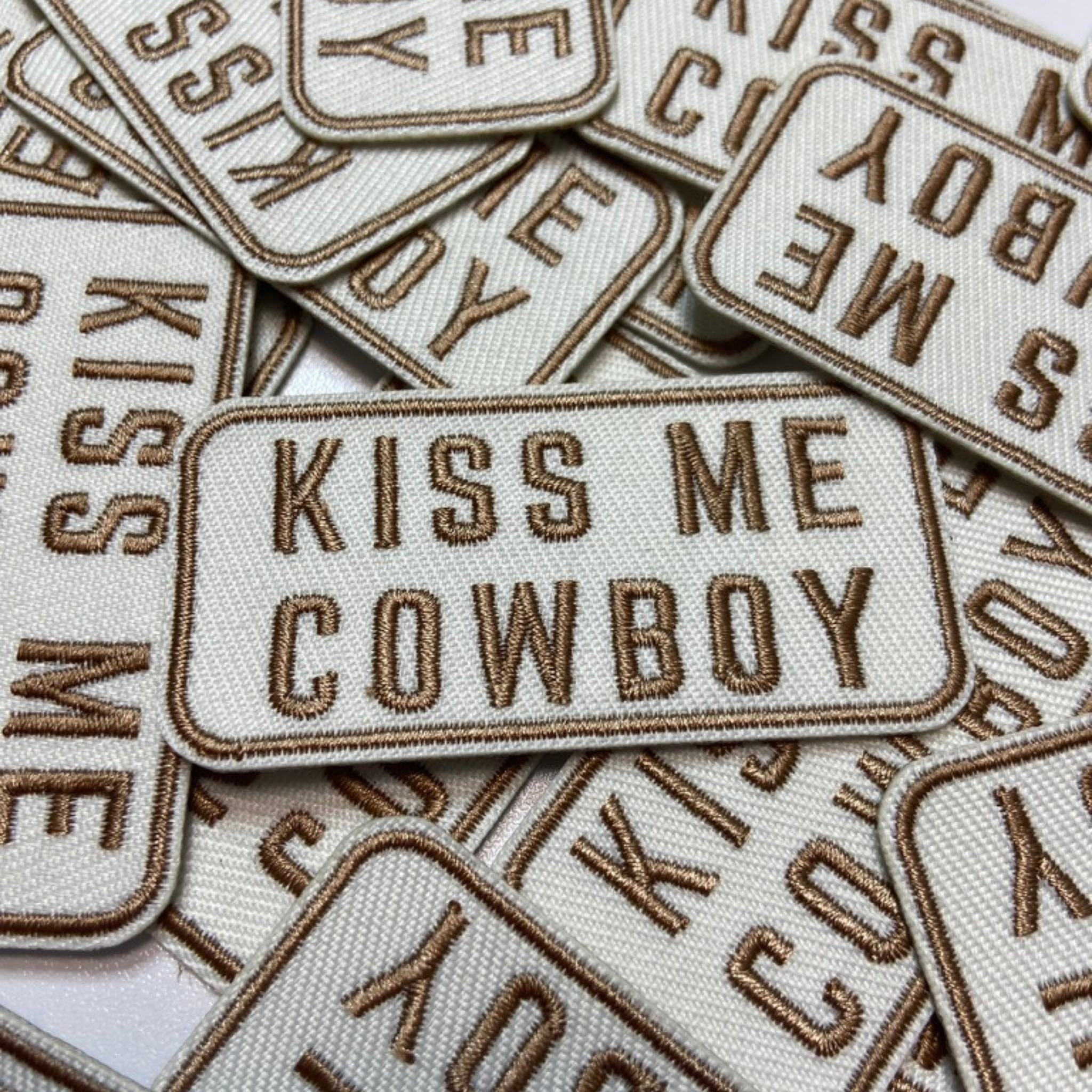 TEELUX - 2.5" Kiss Me Cowboy -  Embroidered Hat Patch