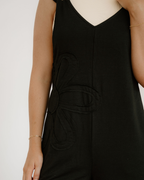 Zinnia Raw Seam Big Flower Patched Loose Overall Jumper