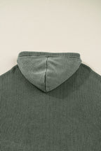 Maeve Mineral Wash Ribbed Knit Drawstring Hooded Sweater