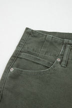 Brooke 2-Button High Waist Flared Bottom Jeans - Olive