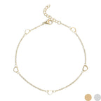 WJW - 18K Gold PVD Stainless Station Hearts Chain Anklet