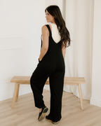 Zinnia Raw Seam Big Flower Patched Loose Overall Jumper