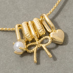 Anarchy Street - Gold Bow & Heart Charm Pendant Necklace