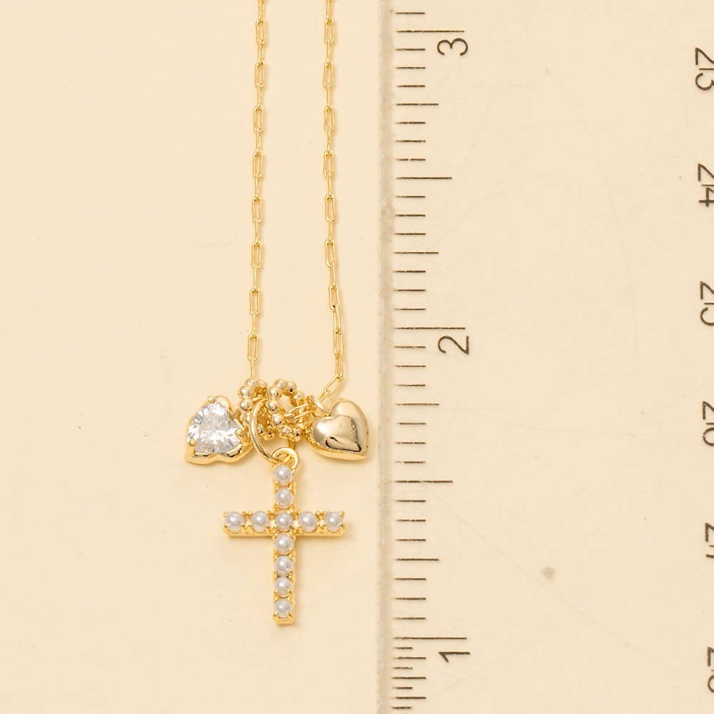 Anarchy Street - Heart And Cross Charms Chain Necklace