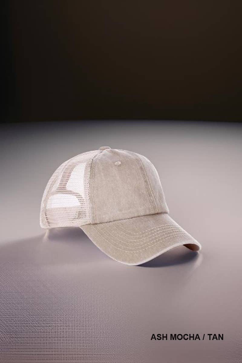 42POPS - SI-26424 Vintage Washed Cotton Mesh Cap Hat