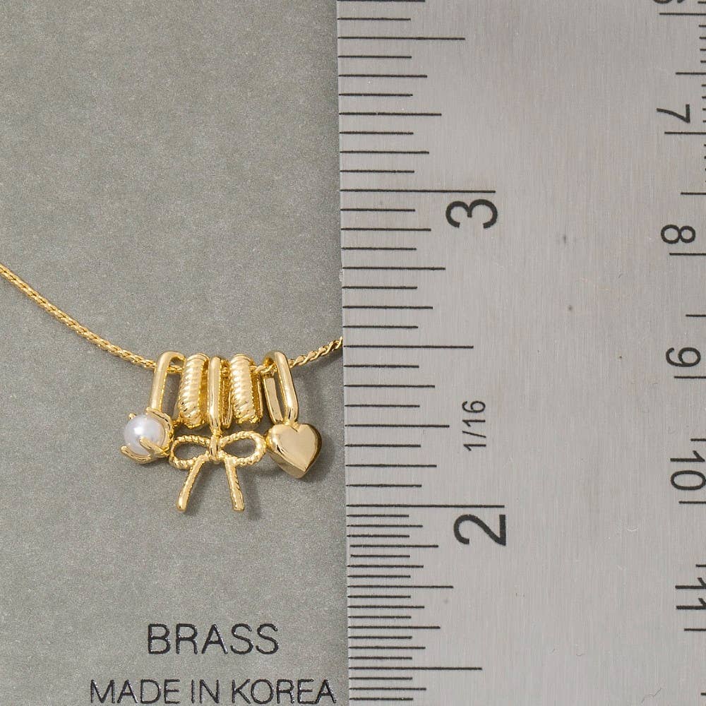 Anarchy Street - Gold Bow & Heart Charm Pendant Necklace