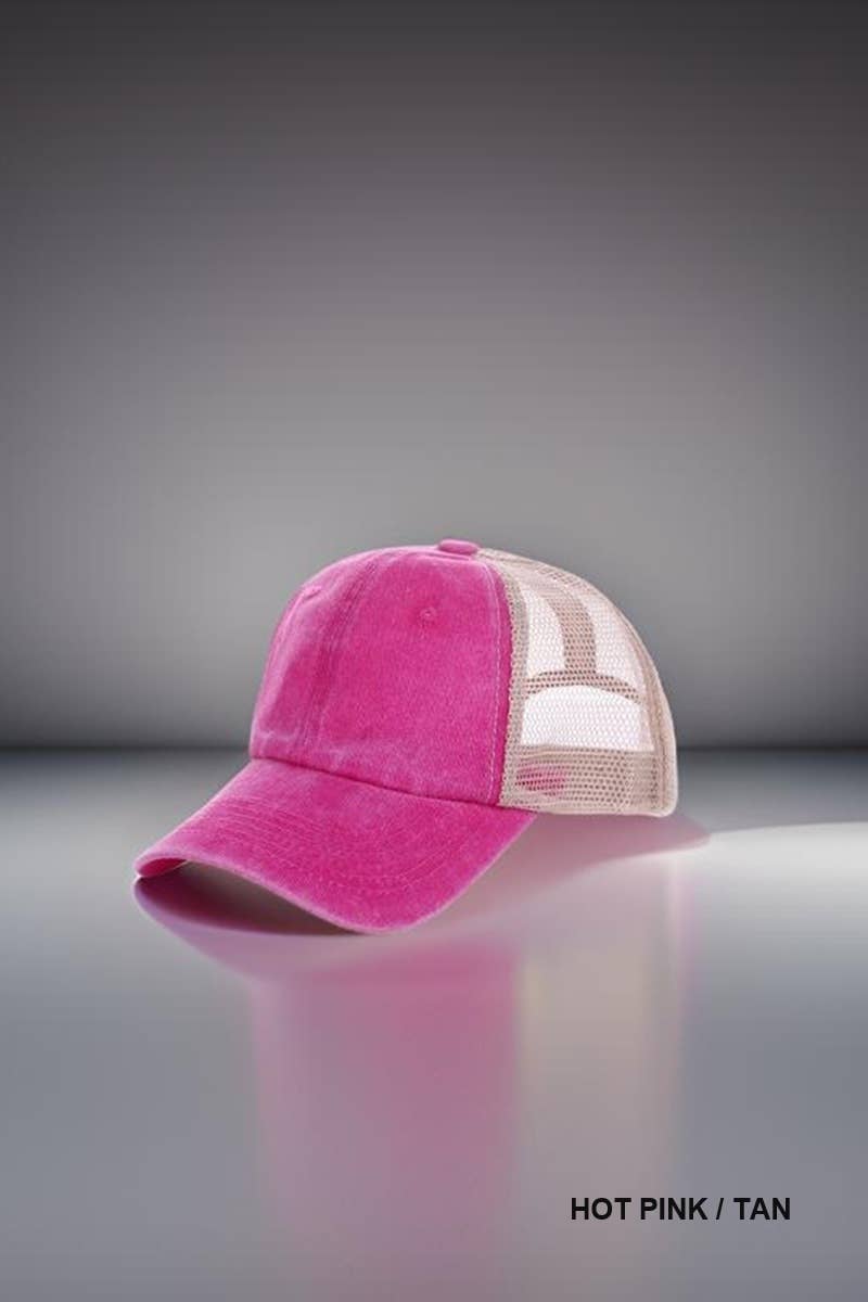 42POPS - SI-26424 Vintage Washed Cotton Mesh Cap Hat