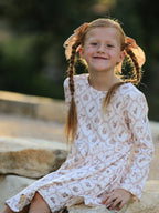 Fall Pumpkin Bow Girls Twirl Dress