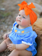 Halloween Thanksgiving Pumpkin Smocked Bubble Romper