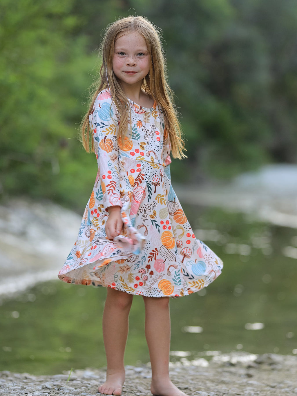 Fall Thanksgiving Pumpkin Leaf Print Dress