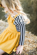 Mustard Faux Suede Pinafore