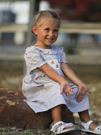 Fall Thanksgiving Pumpkin Embroidery Smock Plaid Girls Dress