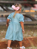 Western Plaid Horse Embroidered Girl Dress