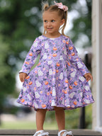 Halloween Ghost Pumpkin Girls Long Sleeve Twirl Dress