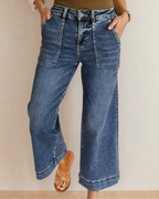 Willow Cropped High Rise Wide Leg Jeans - Dark Wash