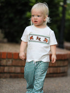 Western Plaid Horse Embroidery Boy Pants Set