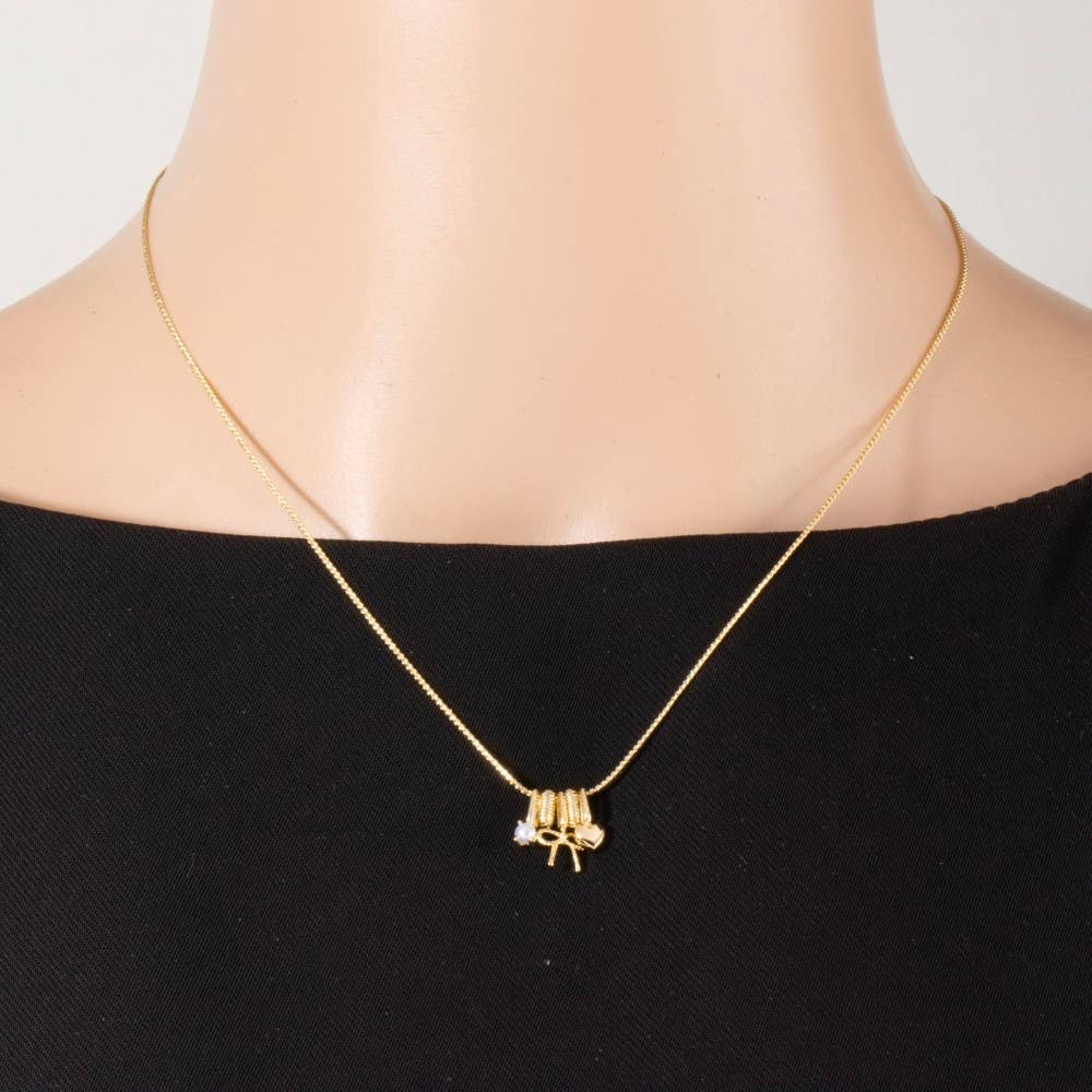 Anarchy Street - Gold Bow & Heart Charm Pendant Necklace