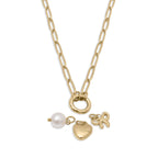 WJW - 18K Gold Stainless Steel Bow Charm Holder Necklace Gift Set
