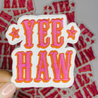 TEELUX - 3" Yee Haw in PINK  -  Embroidered Hat Patch