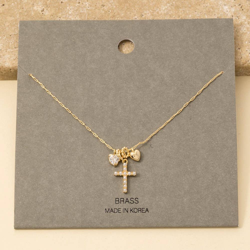 Anarchy Street - Heart And Cross Charms Chain Necklace