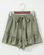 Dahlia Tie Waist Ruffle Hem Shorts
