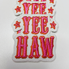 TEELUX - 3" Yee Haw in PINK  -  Embroidered Hat Patch