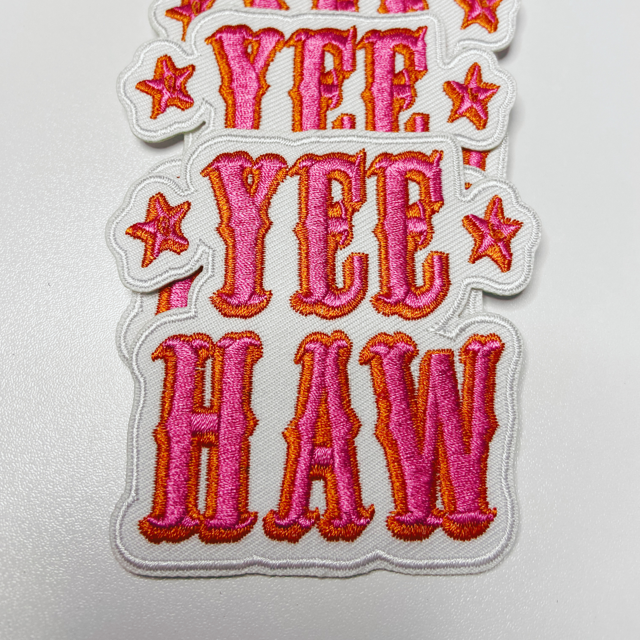 TEELUX - 3" Yee Haw in PINK  -  Embroidered Hat Patch