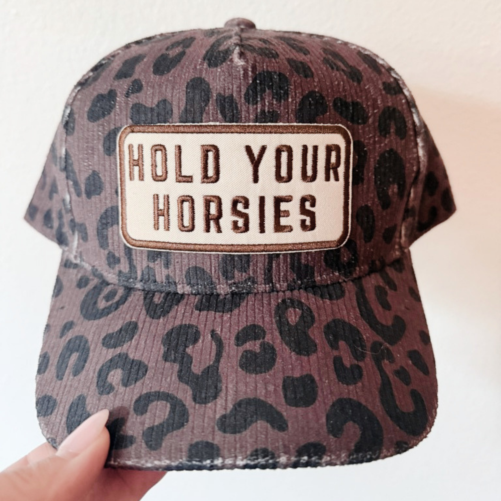 TEELUX - 4" Hold Your HORSIES -  Embroidered Hat Patch