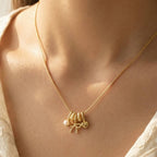 Anarchy Street - Gold Bow & Heart Charm Pendant Necklace