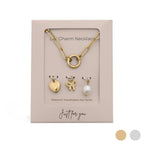 WJW - 18K Gold Stainless Steel Bow Charm Holder Necklace Gift Set