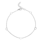 WJW - 18K Gold PVD Stainless Station Hearts Chain Anklet