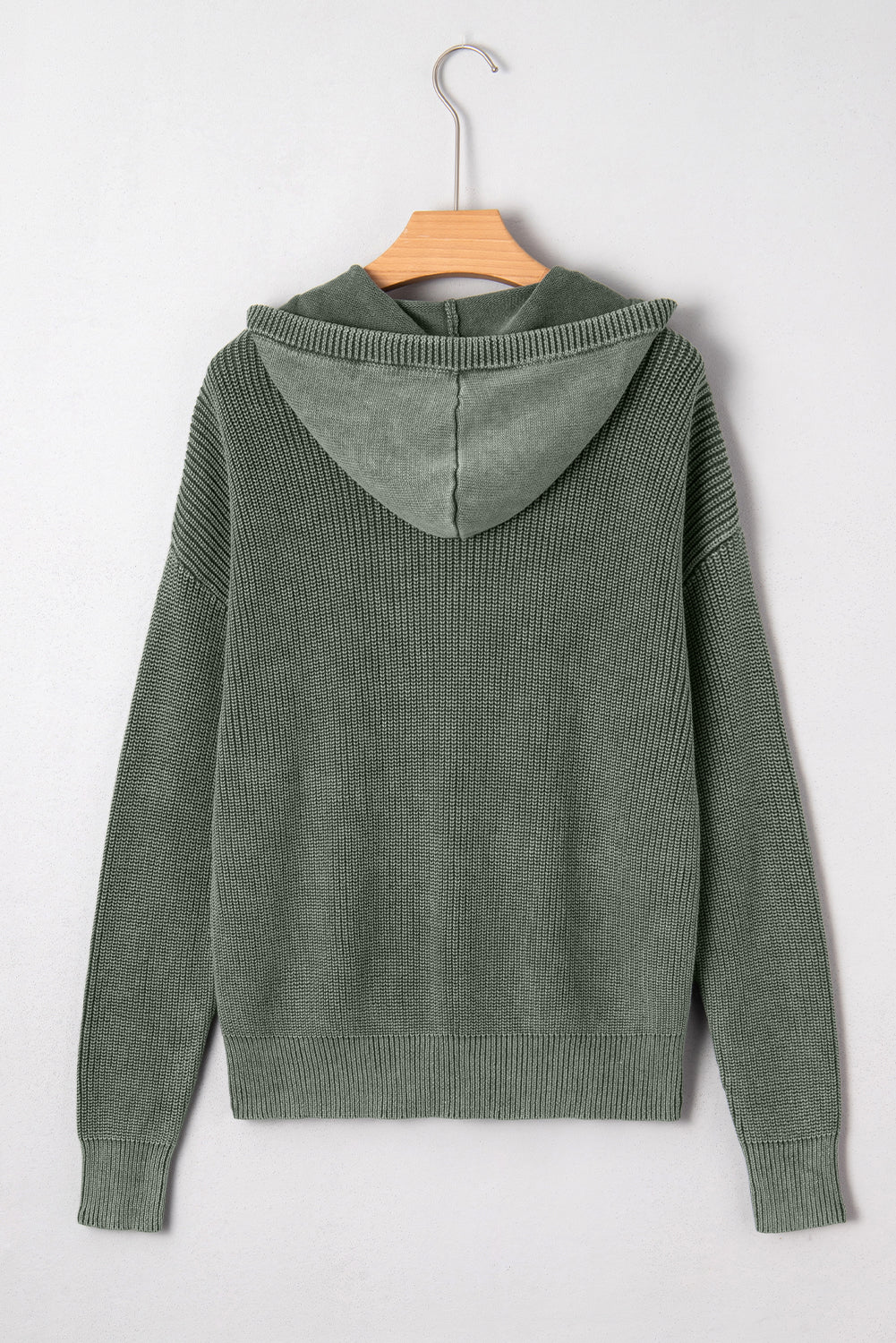 Maeve Mineral Wash Ribbed Knit Drawstring Hooded Sweater