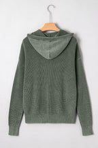 Maeve Mineral Wash Ribbed Knit Drawstring Hooded Sweater