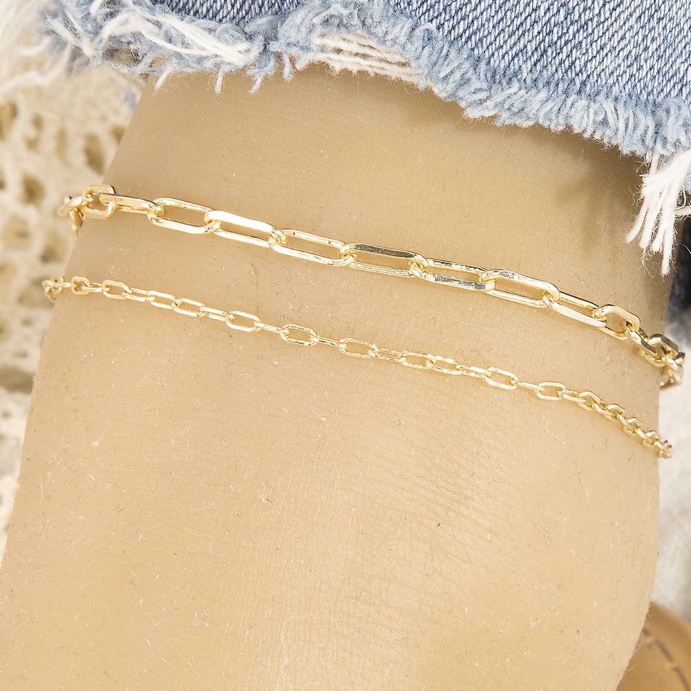 Anarchy Street - Double Strand Layered Link Chain Anklet
