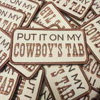TEELUX - 4" Put it on my COWBOYS TAB -  Embroidered Hat Patch