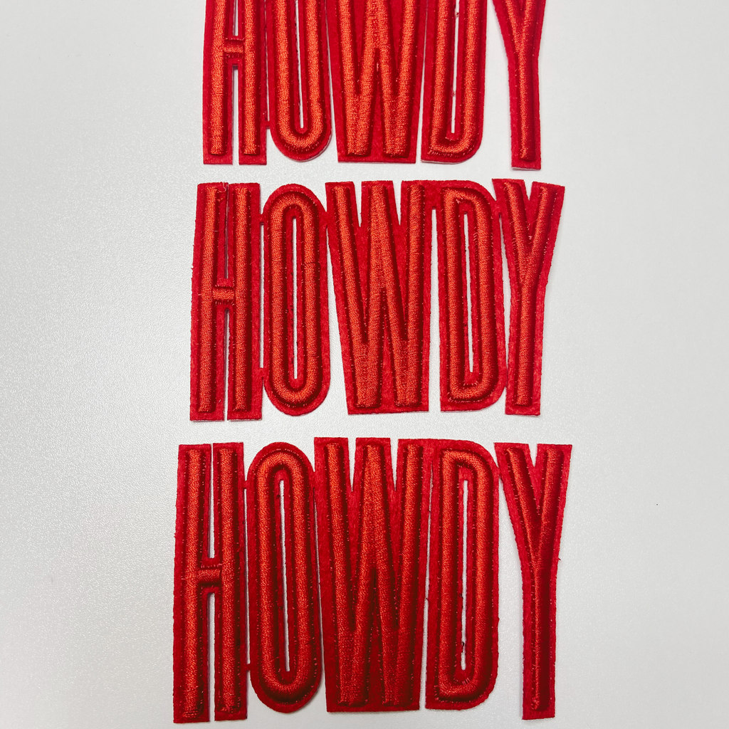 TEELUX - 4" HOWDY in Red -  3D Embroidered Hat Patch