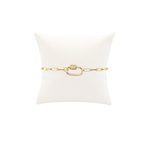 The Charm Bar Company - Gold Ashley (Box) Paperclip Chain Charm Bracelet with Clear Cubic Zirconia Small Gabi Carabiner