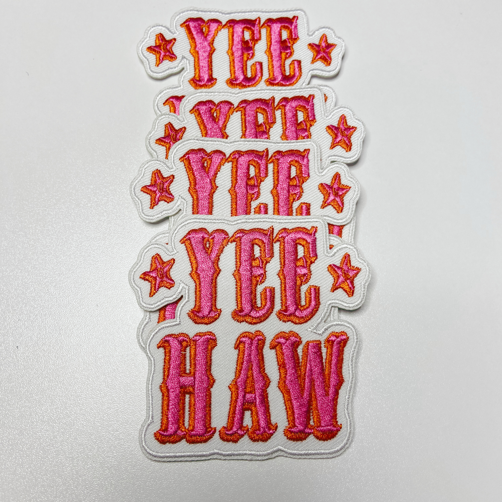 TEELUX - 3" Yee Haw in PINK  -  Embroidered Hat Patch